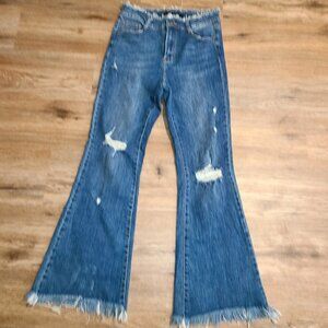 Risen Los Angeles size 9/ 29 Bootcut Fringe Jeans Flare High Rise